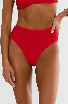 Beach Riot Rozli High Waist Crochet Swim Bottoms in Red Crochet at Nordstrom, Size X-Large