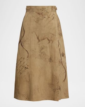 Ralph Lauren Collection Jackeline Stirrup Sketch Suede Skirt