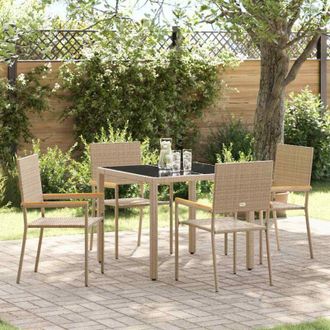 vidaXL Conjunto De Comedor De Jard&iacute;n 5 Pcs Beige 90 X 90 X 75 Cm Vidaxl
