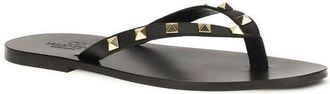 Valentino Garavani Mens Black Calf Leather Bos Taurus Flip-Flop Sandals