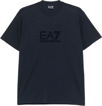 Emporio Armani T-shirt con logo floccato - Blu