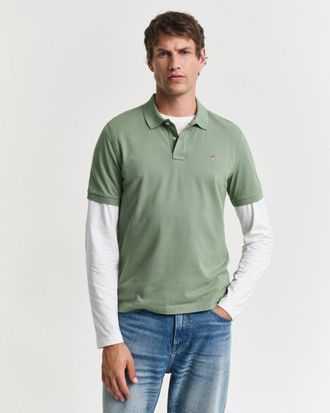 GANT Heren Regular Fit Korte Mouw Shield Logo Pique Polo