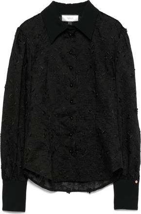Nissa floral-embroidered shirt - women - Lyocell/Polyester - 36 - Black