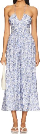 Minkpink Evelyn Halter Midi Dress In Blue Floral