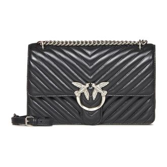 Pinko Classic Love Bag One Chevron - Dames - Schoudertassen - Zwart - ONE Size - Leer - Tassen