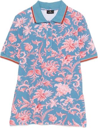 Etro Poloshirt met bloemenprint - Blauw