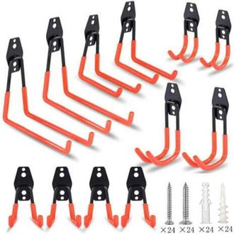 OEM Ganchos De Almacenamiento Para Garaje, Juego De 12 Ganchos De Pared Resistentes Con Revestimiento Antideslizante, Ganchos Cuadrados, Para Palas, Bicic