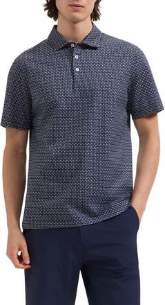 Bugatchi Victor OoohCotton Palm Tree Print Polo in Navy at Nordstrom, Size Xx-Large