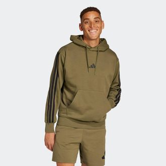 adidas Kapuzensweatshirt ADIDAS SPORTSWEAR M 3S FL HD, Herren, Gr. S, gr&uuml;n (olive strata, schwarz), Obermaterial: 55% Baumwolle, 36% Polyester, 9% Viskose, a