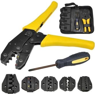 OEM Pince &Agrave; Sertir - Acier Tremp&eacute; - M&eacute;canisme &Agrave; Cliquet - Pour C&acirc;bles Jusqu&agrave; 35 Mm&sup2; - 5 T&ecirc;tes Interchangeables