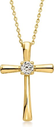 Ross-Simons Lab-Grown Diamond Cross Pendant Necklace in 18kt Gold Over Sterling
