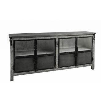 Massivmoebel24 Credenza in legno di Mango 180x40x90 grigio scuro laccato heavy industry 150