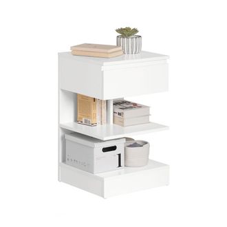 SoBuy Bedside Side Table with Drawer & Storage Shelve,FBT49-W - Sobuy