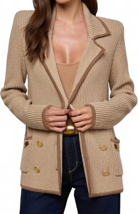 L'agence Ranch Knit Blazer In Natural Brown