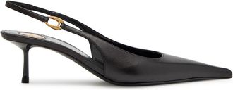 Saint Laurent Casabiva 50 Leather Slingback Pumps - Black