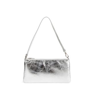 Courr&egrave;ges Zipped silver Leather Pouch