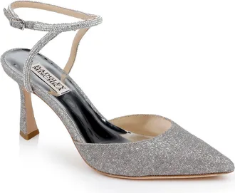 Badgley Mischka Collection Kamilah Ankle Strap Pump in Slvr Antiq at Nordstrom, Size 5.5