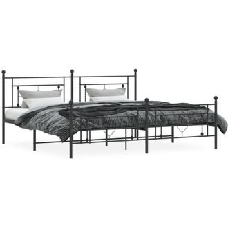 vidaXL Metal Bed Frame without Mattress with Footboard Black 200x200cm Vidaxl
