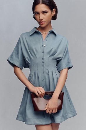 Exquise The Tobie Faux-Suede Mini Shirt Dress by Exquise