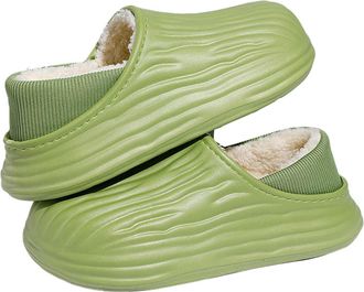 Generic Mens Womens Slippers Slip-On Flat Plush Fleece Lined Indoor House Shoes Warm Winter Footwear Stylish Home Slippers Couples Lightweight Comfortable siz