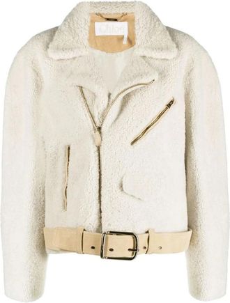 Chlo&eacute; Faux Fur Jas met Lederen Details - Dames - Jassen - Beige - M - Polyester - Jassen
