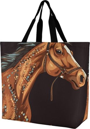 Generic Brown Horse Handbag Eco Friendly Shoulder Bag Lightweight Shoulder Bags For Travel Daily Use College
