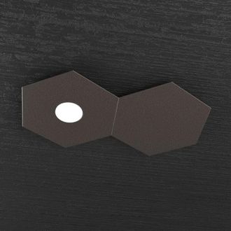 Top-Light Top-light - Plafoniera Industrial-Minimal 2 Moduli Hexagon Metallo Marrone 1 Luce Led 12W