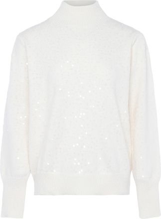 Faina Gebreide trui met pailletten Dames wolwit