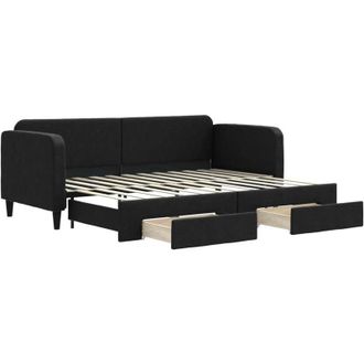 vidaXL Vidaxl - Sof&aacute; Cama Nido Con Cajones Tela Negro 80x200 Cm