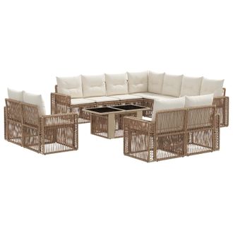 vidaXL Conjunto De Sof&aacute;s De Jard&iacute;n 12 Uds. Beige Y Blanco Crema Vidaxl