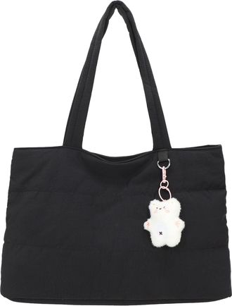 Generic Cymwer Women Quilted Tote Bag Large Shoulder Bag Work Bag for Travel Work (Black)