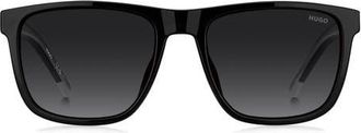 HUGO BOSS 56mm Gradient Rectangular Sunglasses in Black/Dark Grey Sf at Nordstrom