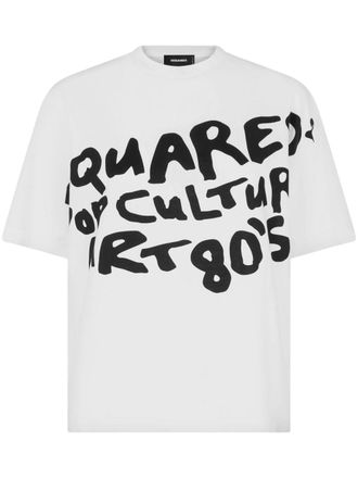 Dsquared2 logo-print stretch-cotton T-shirt - women - Spandex/Elastane/Cotton/Cotton - S - White