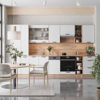 Vicco Mueble De Cocina Fame-line, Blanco Casa De Campo, 355 Cm, Et Antracita, Vicco