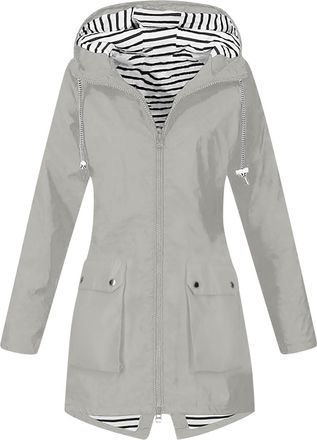 Generic waterproof jackets women Rain Coats for Women Uk Plain Outdoor Plus Size Hooded Waterproof Jacket Raincoats Long Sleeve Autumu Winter Clothes Hiking O