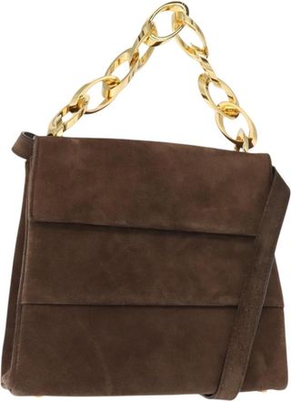 Ferragamo Vintage Handbag Suede Brown Suede Handbag (Pre-Owned)