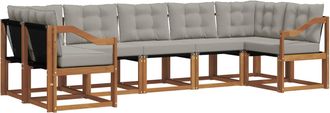 vidaXL Conjunto De Sof&aacute;s De Exterior 7 Uds. Gris Natural Y Claro Vidaxl