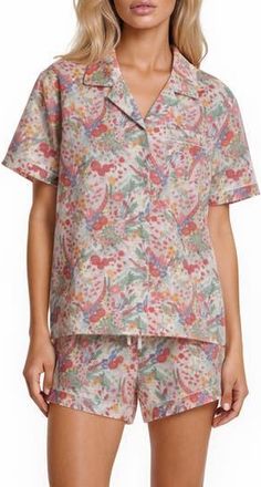 Vera Bradley Short Sleeve Notch Collar Pajamas in Pink at Nordstrom Rack, Size X-Large