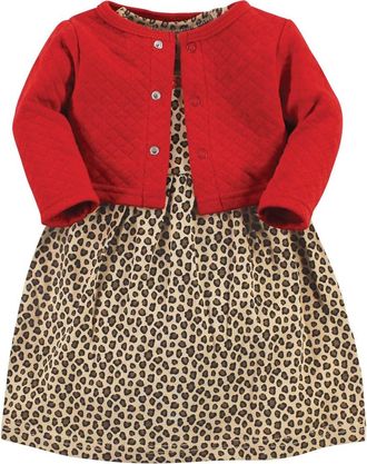 Hudson Baby Quilted Cardigan and Dress in Leopard Red at Nordstrom, Size 18-24M