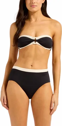 Seafolly Belted High Waisted Bikini Bottom In Black