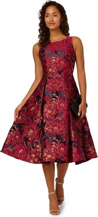 Adrianna Papell Womens Boat Neck Midi Dress - Multicolour - Size 14 UK