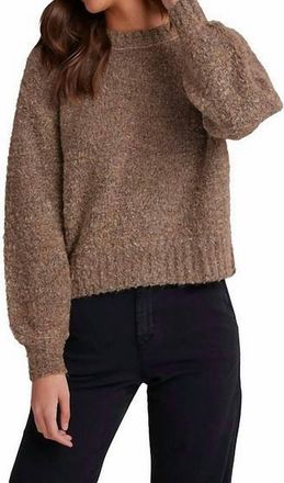 Bella Dahl Long Sleeve Crew Sweater Top In Rustic Oak