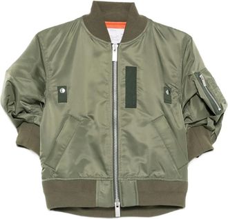 sacai zip-up bomber jacket - women - Polyester/Nylon/Cotton/Polyurethane/Cupro/Polyester - 1 - Green