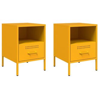 Berkfield Home Bedside Cabinets 2 pcs Mustard Yellow 36x39x50.5 cm Steel