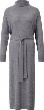 Hemisphere Merinowollen gebreide jurk met elegante details - Dames - Kleedjes - Grijs - L - Wol - Kleedjes