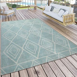 Paco Home Paco Home Alfombra Azul, Balc&oacute;n Terraza, Exterior, Skandi Design, Diamantes Vintage Pattern Soft 240x340 Cm