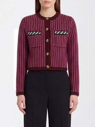 Versace Cardigan girocollo a righe in pura lana vergine con tasche a toppa