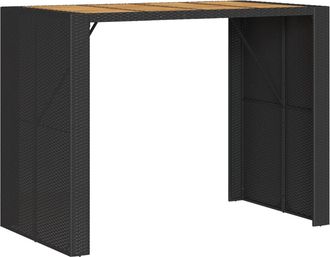 vidaXL Mesa Alta Jard&iacute;n Superficie Madera Rat&aacute;n Pe Negro 145x80x110 Cm Vidaxl