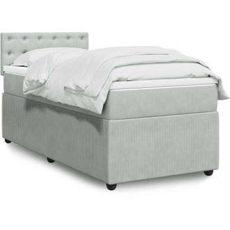 vidaXL Cama Box Spring Con Colch&oacute;n Terciopelo Gris Claro 100x200 Cm Vidaxl