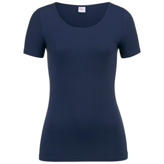 Isa Rundhalsshirt ISA BODYWEAR 720109, Damen, Gr. XL, blau (0038), Feinripp, Obermaterial: 88% Lyocell, 12% Elasthan, unifarben, Basic, figurbetont, Rundh